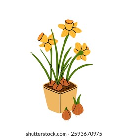 Gardening equipment and tools still life vector illustration. Garden watering can, flowers, shovel, flowerpot with plant, wellies rubber boots icon set isolated on a white background