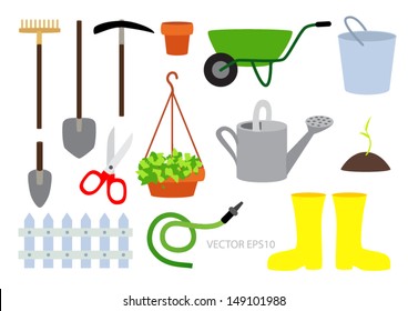 Gardening equipment vector set