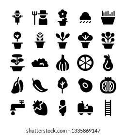 Gardening Equipments Glyph Vectors Set