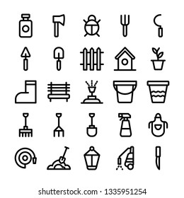 Gardening Equipments Line Icons Pack 