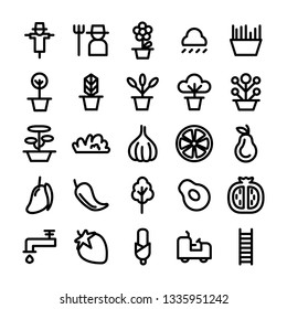 Gardening Equipments Line Vectors Set
