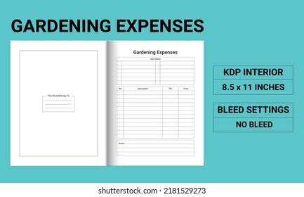 Gardening Expenses Log Book - Kdp Interior