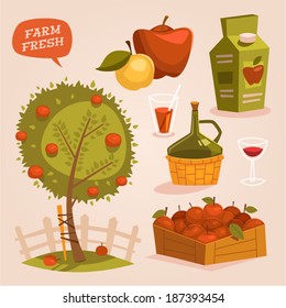 Gardening. Farm fresh. Retro style vector elements. 