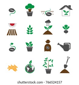 gardening and farm icons set vector