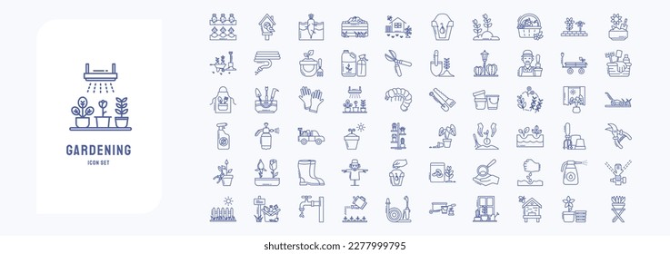 Gardening and farming, including icons like Bird house, Carrot, composting and more