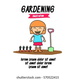 Gardening and farming for kid illustration