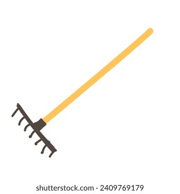 gardening and farming tool rake in cartoon style. Vector illustration isolated. 