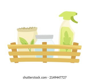 Gardening with Fertilizer in Spray Bottle and Package for Plant Cultivation and Agriculture Vector Illustration