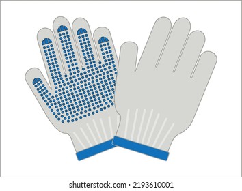 Guantes planos de jardinería para el trabajo aislados en la ilustración del vector de fondo blanco. Protección de mano agrícola, Guantes de seguridad en la industria y la construcción.