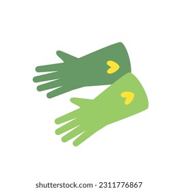 Gardening flat green gloves for work isolated on white background vector illustration. Farming hand protection, gloves safety