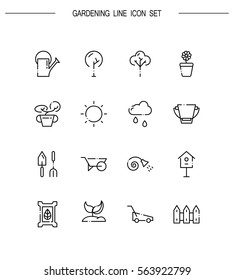 Gardening flat icon set. Collection of high quality outline symbols for web design, mobile app. Gardening vector thin line icons or logo.