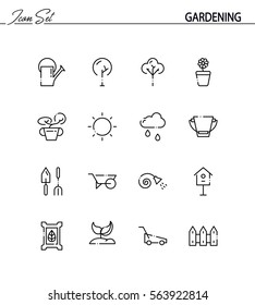Gardening flat icon set. Collection of high quality outline symbols for web design, mobile app. Gardening vector thin line icons or logo.