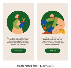 Gardening. Flat illustration for mobile interface #1