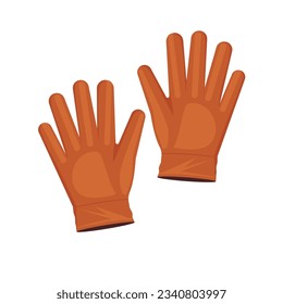 Guantes de color amarillo plano de jardinería para el trabajo aislado en ilustración vectorial de fondo blanco. Protección de mano de cría, seguridad de guantes