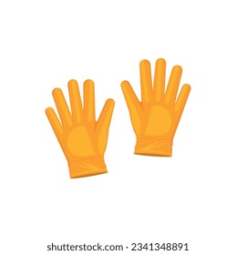 Guantes de color amarillo plano de jardinería para el trabajo aislado en ilustración vectorial de fondo blanco. Protección de mano de cría, seguridad de guantes