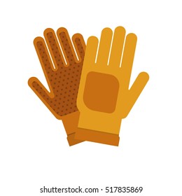 Gardening flat yellow gloves for work isolated on white background vector illustration. Farming hand protection, gloves safety