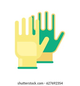 Gardening flat yellow gloves for work isolated on white background vector illustration. Farming hand protection