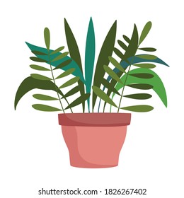 gardening, foliage nature in pot isolated icon style vector illustration