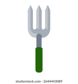 Gardening fork hand tool for weeding in flat design vector icon