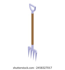 Gardening fork icon isometric vector. Rake farming tool. Work equipment