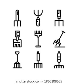 icono de horquilla de jardinería o logotipo símbolo de señas aislado ilustración vectorial - Colección de iconos vectoriales de estilo negro de alta calidad
