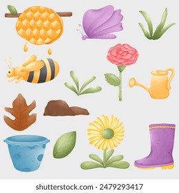 Gardening, garden decoration, gardening equipment and cute animals.