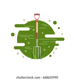 Gardening and garden tool concept. Fork flat vector illustration
