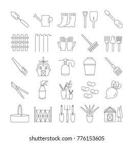 Gardening and garden tools icons set