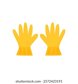 Gardening gloves in cartoon style on a white isolated background. A pair of hand-drawn gardening gloves. Yellow gloves for cleaning the house