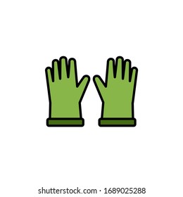 Gardening gloves. Filled color icon. Clothes vector illustration