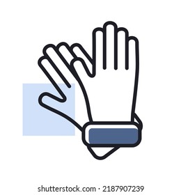 Gardening gloves for work isolated vector icon. Farming hand protection, gloves safety. Graph symbol for agriculture, garden and plants web site and apps design, logo, app, UI