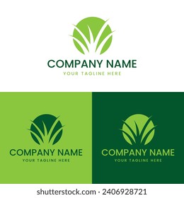 Gardening Grass logo design template 