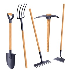 Gardening Groundworks Tools. Vector.