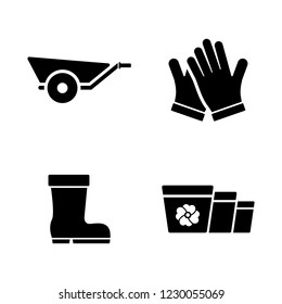 Gardening Grower Tools. Simple Related Vector Icons Set for Video, Mobile Apps, Web Sites, Print Projects and Your Design. Gardening Grower Tools icon Black Flat Illustration on White Background.