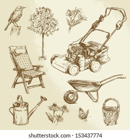gardening - hand drawn set