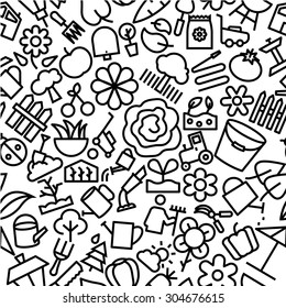 Gardening Hand Drawn Sketchy Icon Pattern 