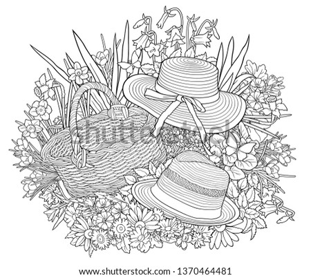 Gardening hand drawn vector doodles illustration. Picnic elements and objects cartoon background. Summer funny picture
