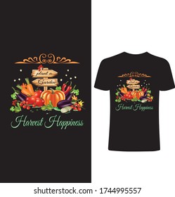 Gardening and Harvest Happiness T-shirt Design vector