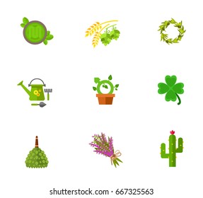 Gardening and herbs icon set