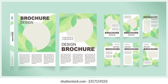 Gardening hobby and plant caring blank brochure design. Template set with copy space for text. Premade corporate reports collection. Editable 8 paper pages. Arial Black, Regular fonts used