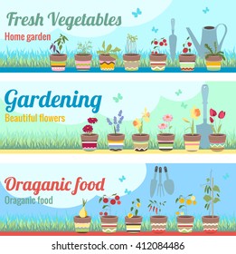 Gardening horizontal banners.