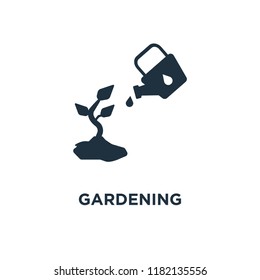 Gardening icon. Black filled vector illustration. Gardening symbol on white background. Can be used in web and mobile.