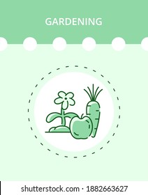 Gardening icon. Carrot, flower, Apple. agricultural industry