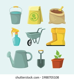 Gardening Icon Collection in Flat Design Vector Illustration