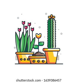 Gardening Icon Design Illustration Cartoon Style Suitable eb Landing Page, Banner, Flyer, Sticker, Wallpaper, Background