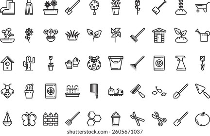 Gardening icon pack High-Quality Vector Icons Collection with Editable Stroke. Ideal for Professional and Creative Projects