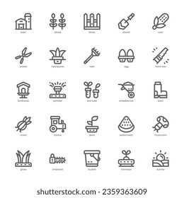 Gartensymbolpaket für Ihre Website, Ihr Handy, Ihre Präsentation und Ihr Logo-Design. Gärungssymbol-Rahmendesign. Vektorgrafik-Illustration und bearbeitbarer Strich.