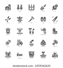 Gardening icon pack for your website, mobile, presentation, and logo design. Gardening icon solid design. Vector graphics illustration and editable stroke.