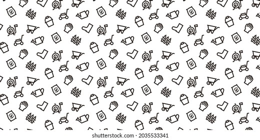 Gardening icon pattern background for website or wrapping paper (Monotone version)