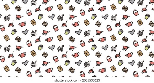 Gardening icon pattern background for website or wrapping paper (Color icon version)